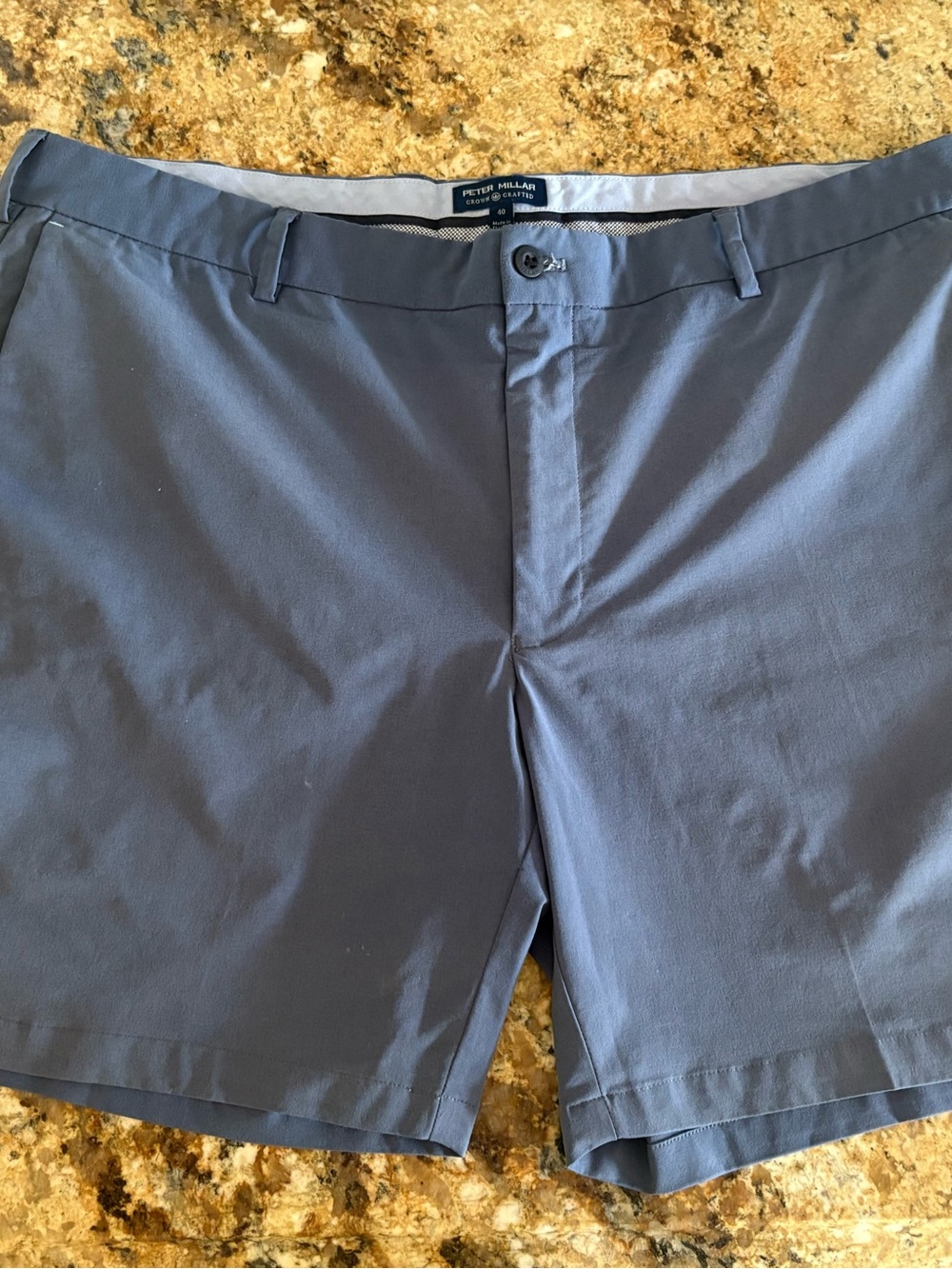 Peter Millar Slate Blue Flat-Front Performance Shorts